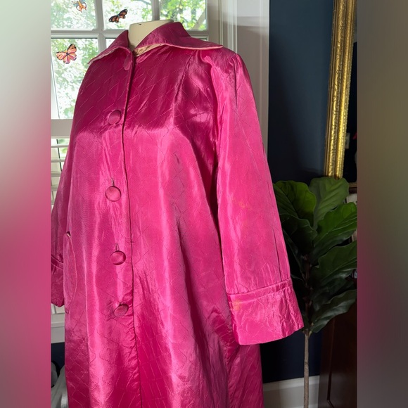 Vintage A Marfay Original Fuchsia Quilted Jacket Floral patch appliqué - Picture 4 of 15